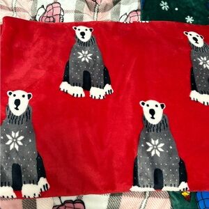 Tommy Hilfiger polar bears  Red Fleece and Sherpa Throw Blanket Plush Christmas